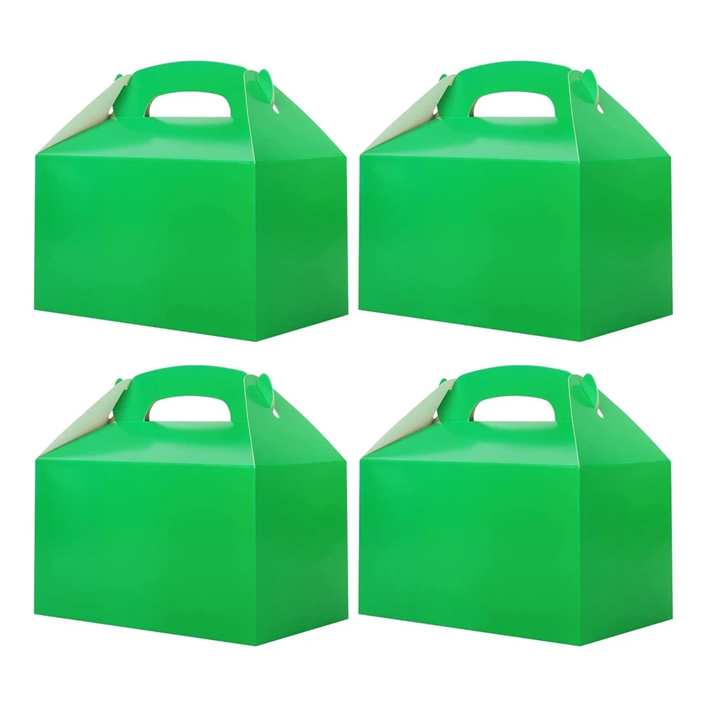 Es White, Candy Boxes Party Favors With Handle Paper Cookie Gift Bags Gable Boxes Green