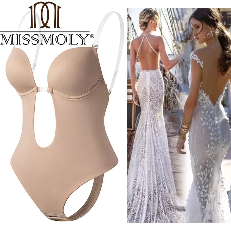 Женское формирователь тела с открытой спиной MISSMOLY бесшовными завязками