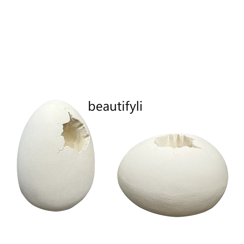 

zqFiberglass Broken Shell Egg-Shaped Flower Pot Indoor Floor Simulation Fake Green Plant Combined Decoration