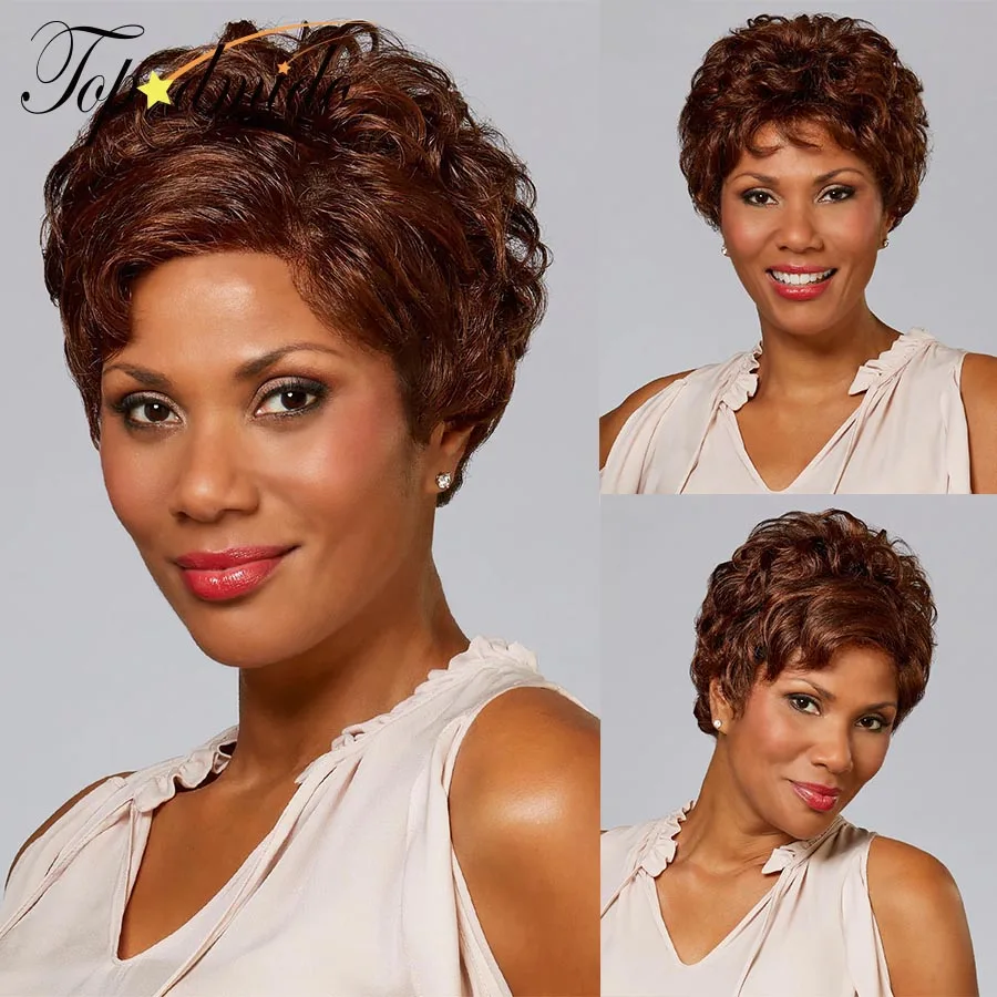 

Topodmido коричневый цвет вьющийся парик Фея для женщин 13x4x 4 кружевной передний парик с предварительно выщипанной линией волос прозрачные парики