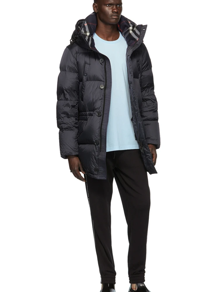 off-Season down Jacket Men's Mid-Length Thickened Korean Style Trendy Coat over the Knee Hood Cotton Clothes