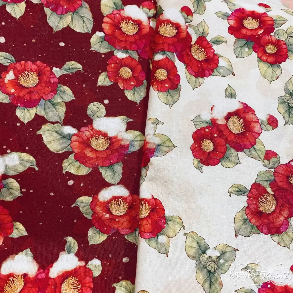 

lovely Lolita Dress Red Camellia fabric DIY handwork bag Hand accounting materials Children's skirt