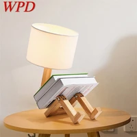 wpd nordic table lamp creative wood person desk lighting led decorative for home bedroom study