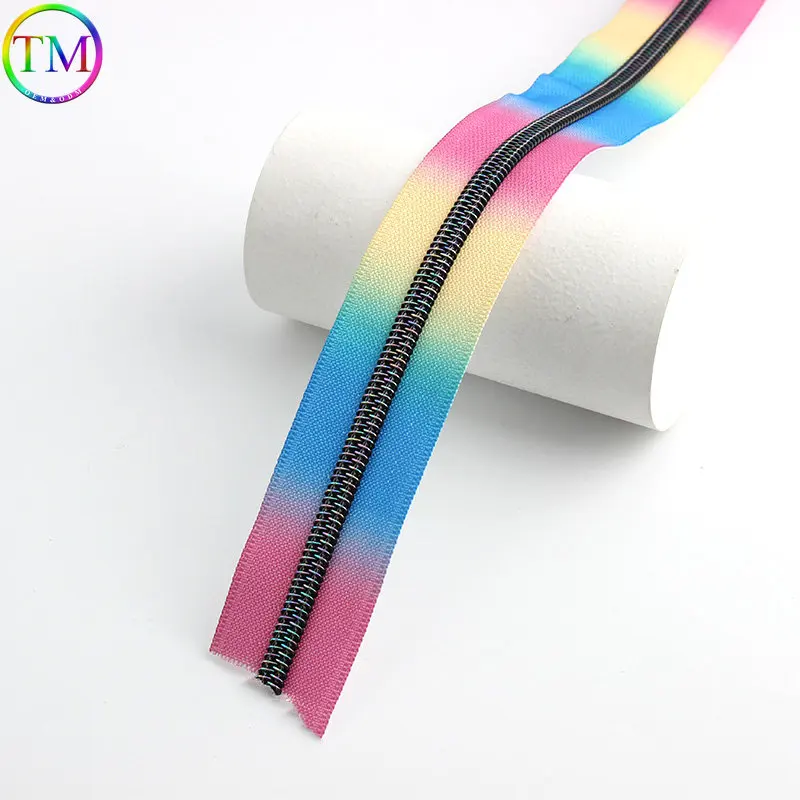 Rose gold Fashion Metal Starry Sky Zippers Nylon Printed Rainbow Zipper Diy Bags Purse Craft Sewing Supplies Accessories