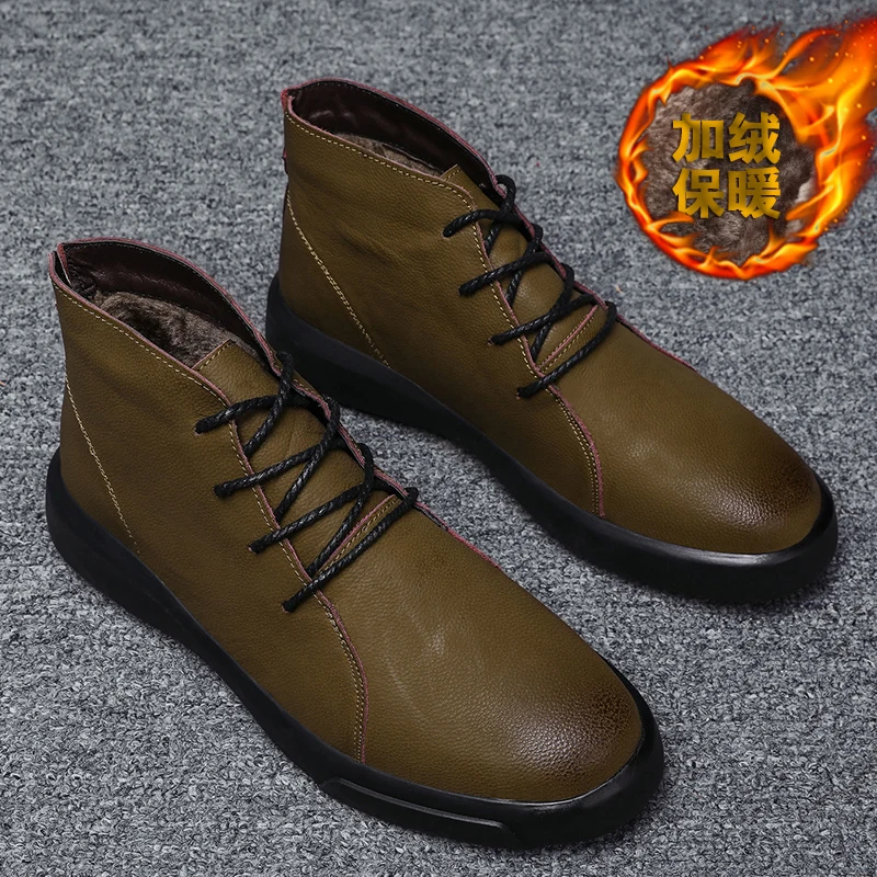Роскошные брендовые зимние теплые мужские ботинки челси на меху Модные