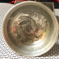chinese bowl koi fish rich flower fortune old pure silver bowls decor offering aesthetic china feng shui lucky ornament antique