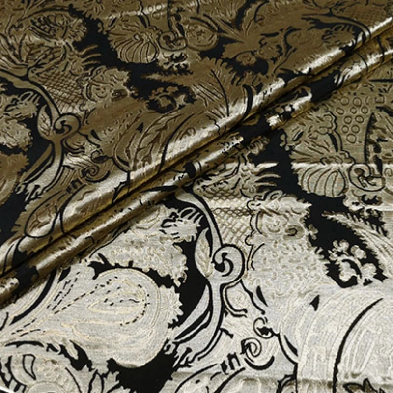 

Jacquard Brocade Metallic Line Fabric European Brand Fashion Design for Dress Windbreaker Autumn Winter Cloth by the Meter Diy