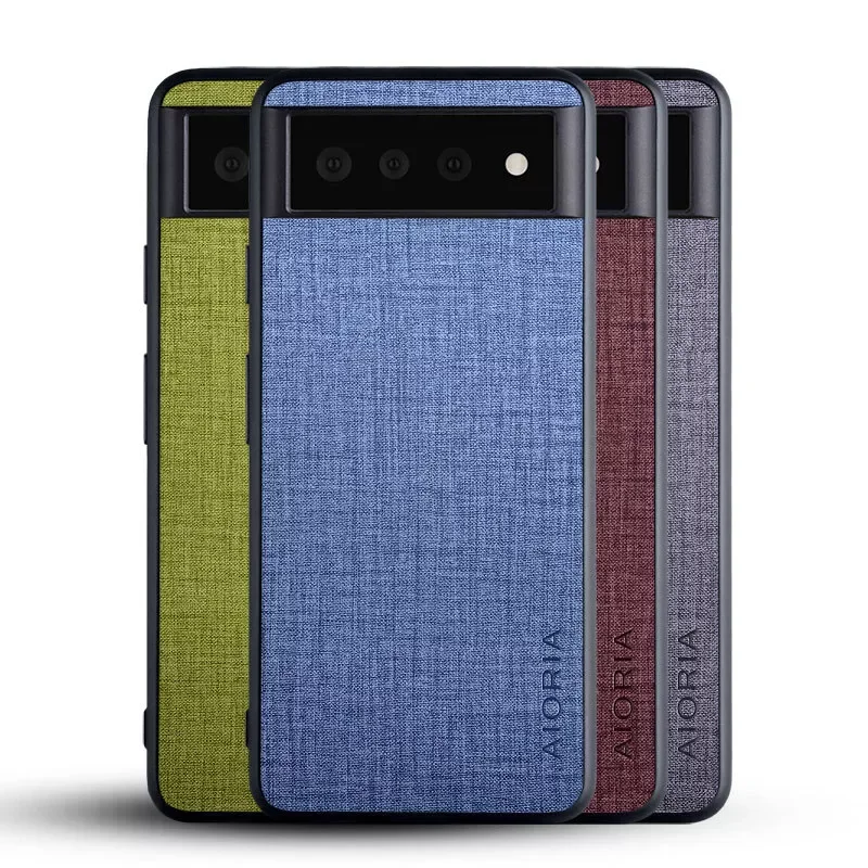 

quality Simplicity TextileTexture Case For Google Pixel 6 5 4A 5G PU Canvas Back Cover for 4 XL Protective Shockproof Case