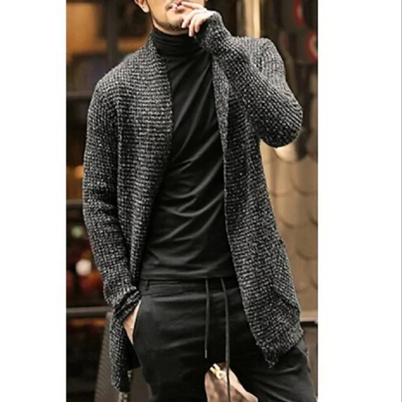New Men Winter Fall Long Sleeves Cardigan Male Fashion Solid Loose Sweater Autumn Men Casual V-Neck Warmth Sweaters Streetwear
