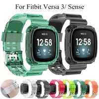 clear band cover for fitbit versa 3 fitbit sense bracelet transparent jelly replacement strap and protective case for versa3