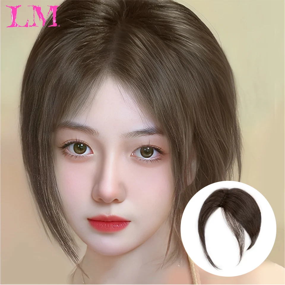LM Synthesis Wig Middle-part Bangs Hair Extensions Clip In Forehead Natural Seamless French Oblique Bangs Eight-character Bangs