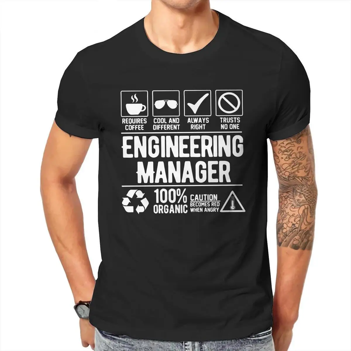Engineering Manager  T-Shirt for Men Math Lovers Funny 100% Cotton Tee Shirt Crewneck Short Sleeve T Shirts Plus Size Clothes