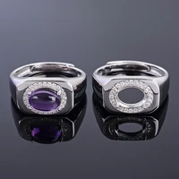 meibapj 79 natural amethyst gemstone fashion ring empty support for men real 925 sterling silver fine charm jewelry