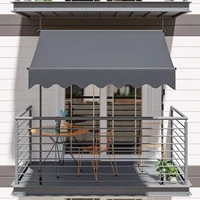 awning balcony patio retractable awning uv50 sun shade awning clamp garden sun protection with hand crank without drilling