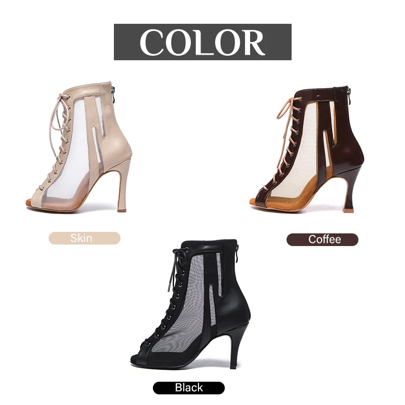 DKZSYIM Latin Dance Shoes Woman Girls High Top Ballroom Dancing Shoes Women High Heels Salsa Jazz Big Size 33-44 Dance Boots