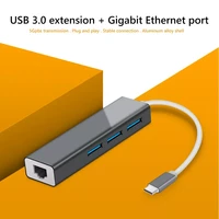 usb c hub gigabit ethernet rj45 lan adapter usb type c to usb 3 0 hub 101001000 network card for macbook chromebook