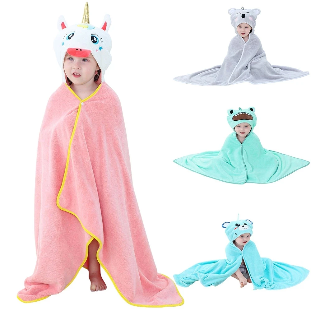 

Girls Unicorn Bath Towels Infant Newborn Baby Swaddle Blanket Muslin Swalles Hooded Animal Cartoon Children Bath Wipe 70*120cm