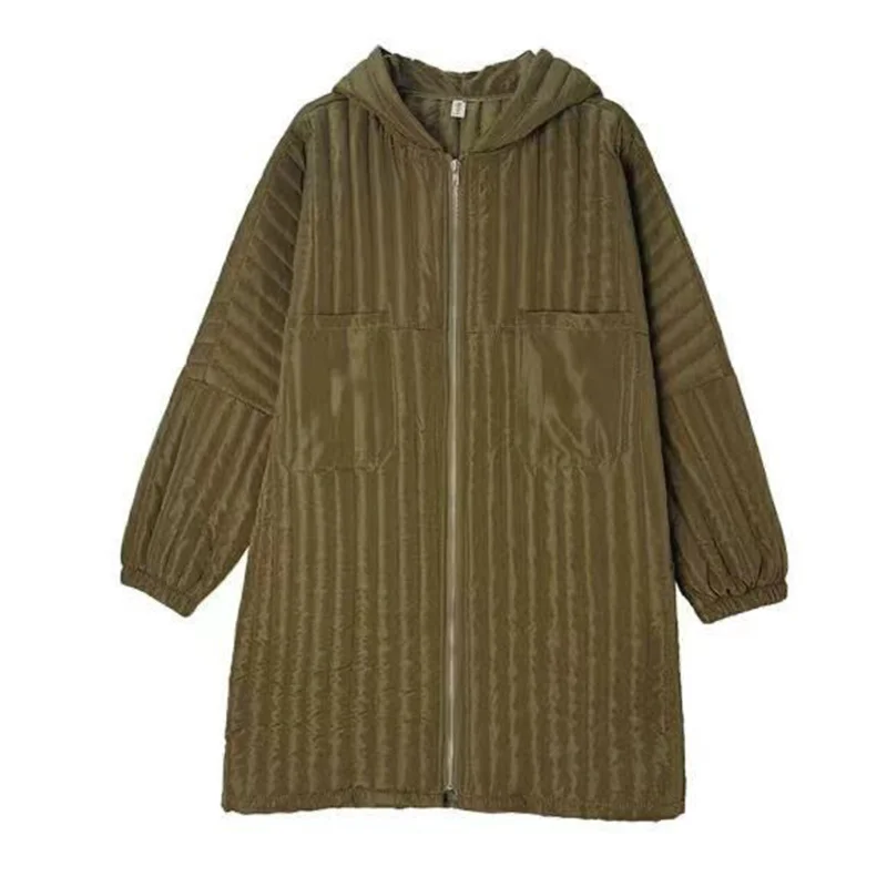Осеннее Новое однотонное модное пальто с большими карманами и капюшоном женское