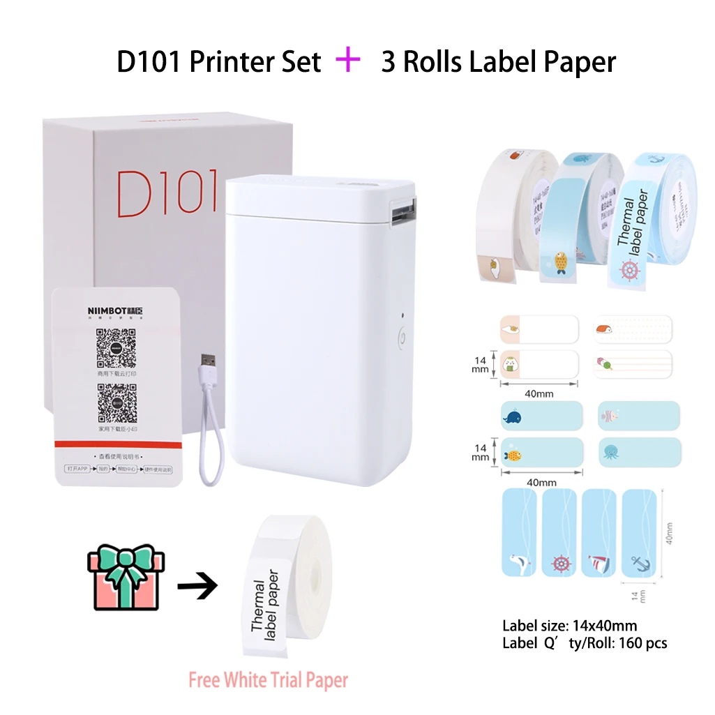 Niimbot оригинальный D101 Термопринтер для этикеток классический мини-принтер без