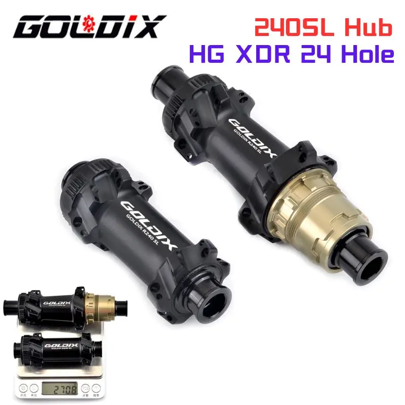 

GOLDIX R240SL втулки для дорожного велосипеда, велосипедные втулки, центральный тормоз, 24 Отверстия, прямой вытяжной спицевой 60T, храповая конструкция для скорости 11/12