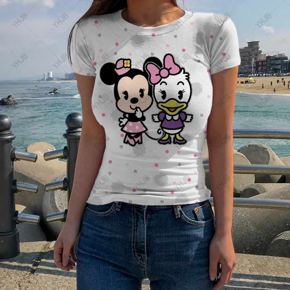 

Женская футболка с коротким рукавом и принтом Микки Мауса, Y2K