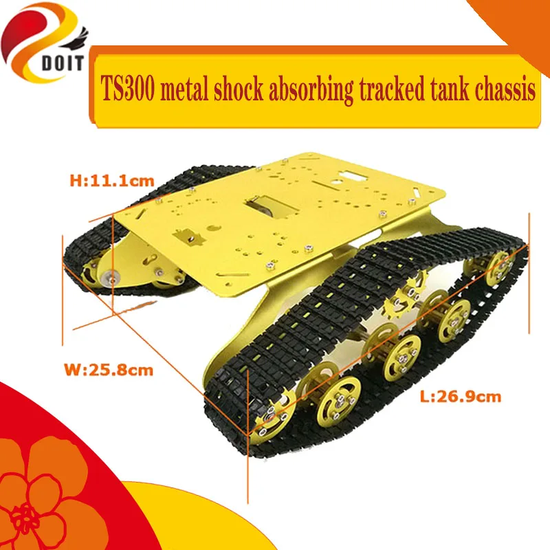 

DIY TS300 металлический амортизирующий гусеничный танк, шасси, комплект, умный гусеничный робот с высоким крутящим моментом, двигатель, обратная связь, разборка