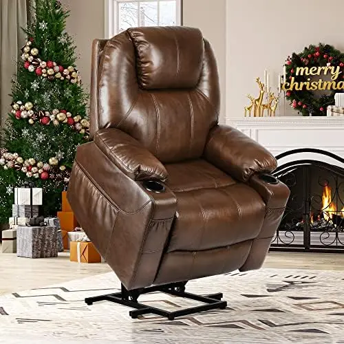 

Lift Recliner Chair for Elderly, Lift Chair with Heat and Massage, Faux Leather Recliner Chair with 2 Cup Holders, Side Pockets