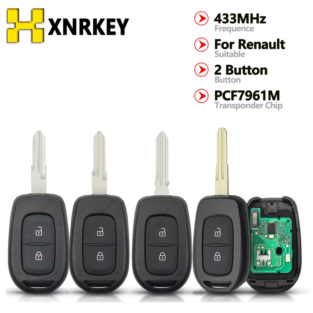 

XNRKEY Remote Car Key for Renault Sandero Dacia Logan Lodgy Dokker Duster Trafic Clio4 Master 2 Buttons 433MHZ PCF7961M Chip