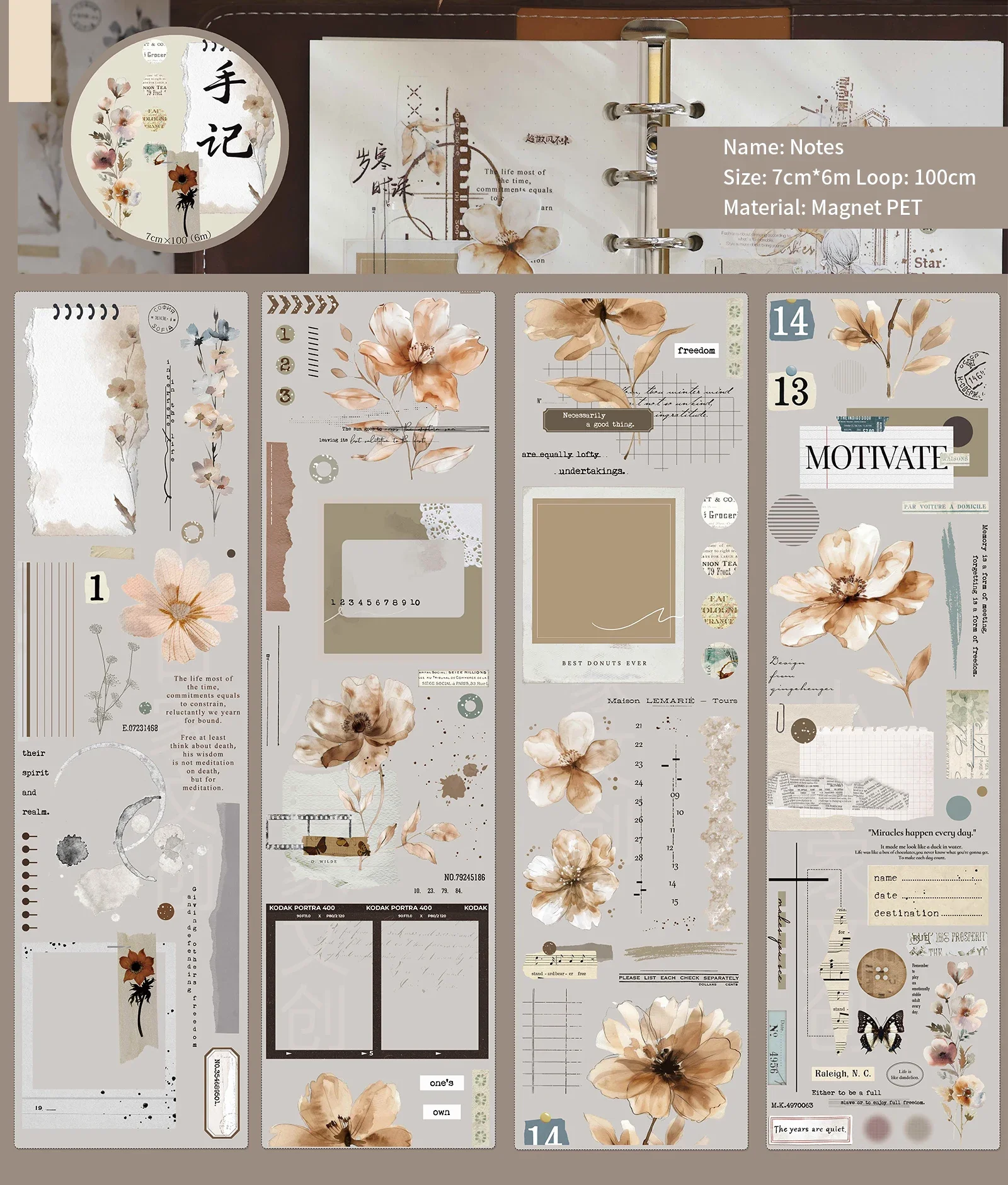 

JIANWU 600 см винтажный акварельный цветок пейзажный материал коллаж ПЭТ лента креативный DIY журнал скрапбук канцелярские принадлежности