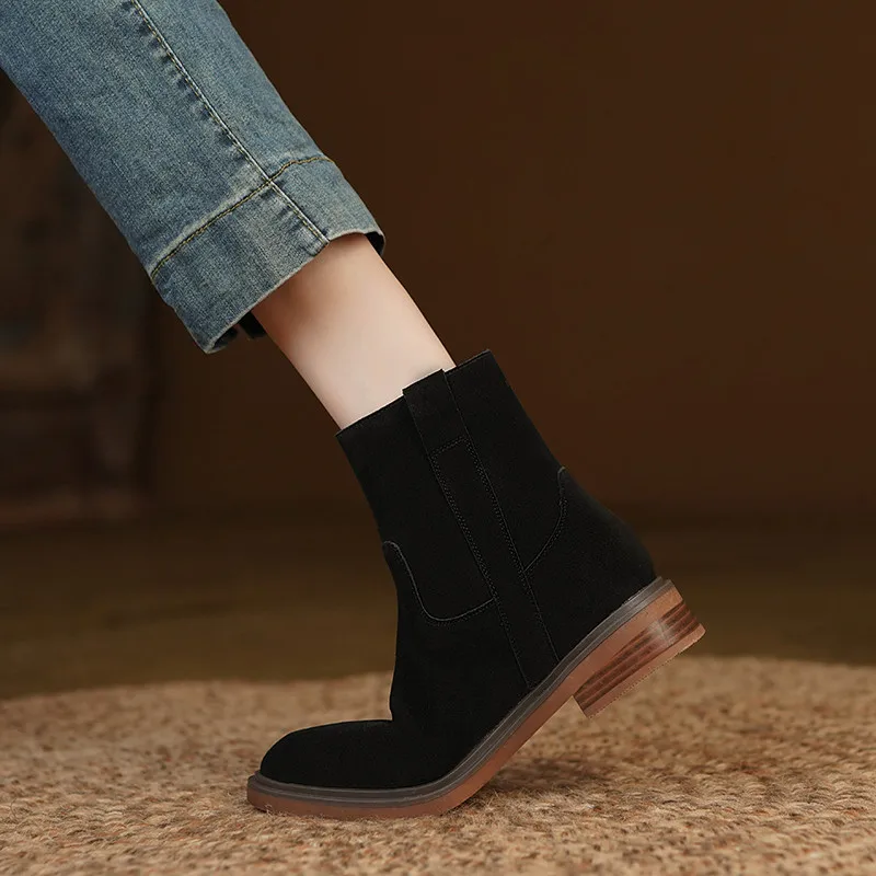 FEDONAS/2022 Сезон осень-зима Женские ботильоны из комбинированной замши Женская