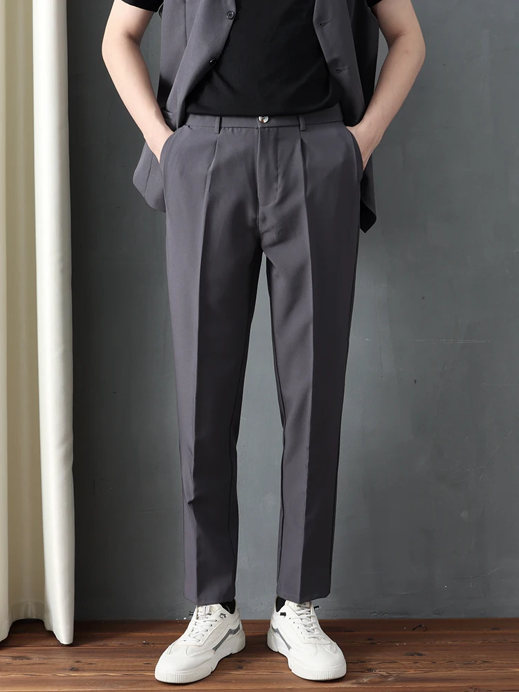 Высококачественные повседневные костюмные брюки мужские корейские модные