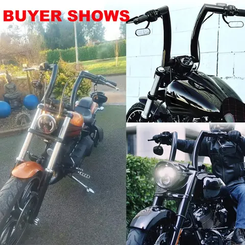 Мотоциклетный руль 12 "14" 16", алюминиевый глянцевый черный для Harley Softail 2015-2021 Street Bob Fat Boy Breakout FXSB