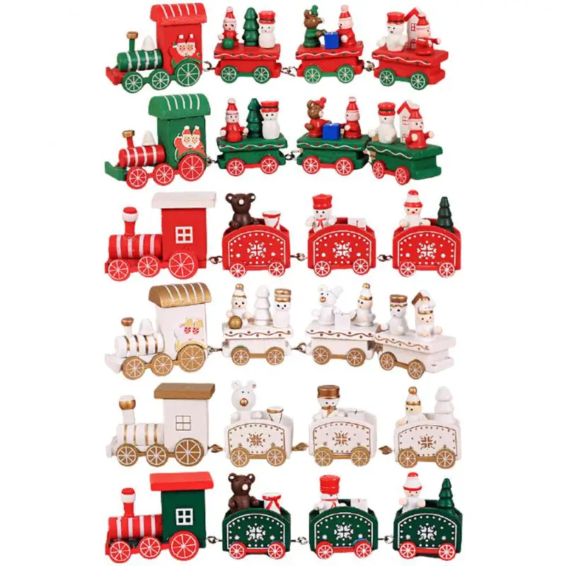 

Christmas Decoration For Home 4 Knots Christmas Train Painted Wooden With Santa Kids Toys Ornament Navidad 2022 New Year Gift