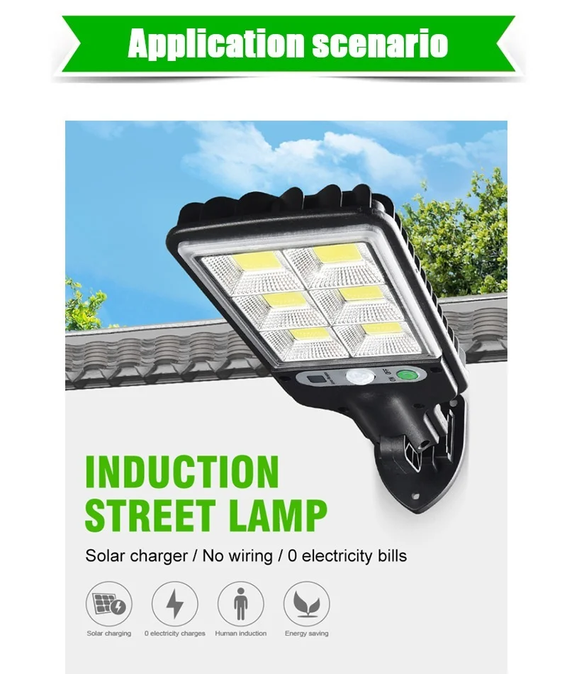 New 72COB Outdoors Solar Powered Wall  Street Light Solar Lamps Dark Sensation Porch Street Garage Garden 3 Modes Motion