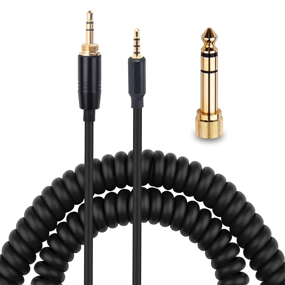 

6.35mm Spring Coiled Replacement Cable Extension Cord For Klipsch Reference Over-Ear On-Ear II Bluetooth Headphones