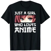 just a girl who loves anime t shirt graphic tee kawaii style