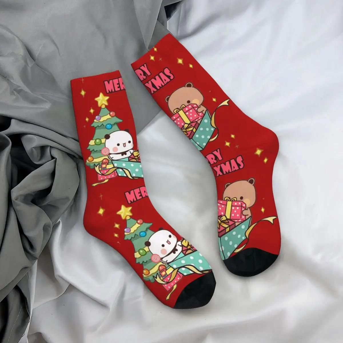 Зимние теплые крутые Мужские Женские носки Bubu и Dudu с рождественским принтом