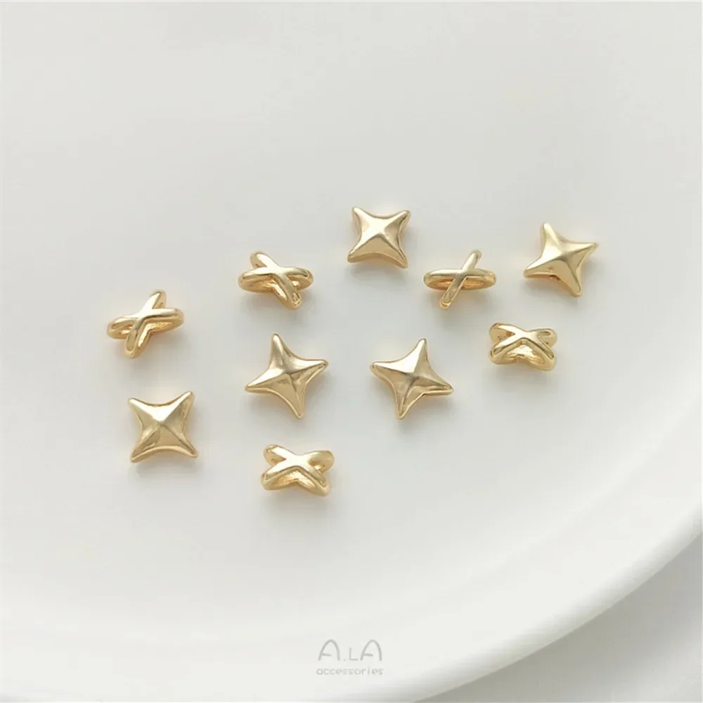 Сумка из золота 14 карат четыре заостренных звезд яркие звезды отдельные бусины и