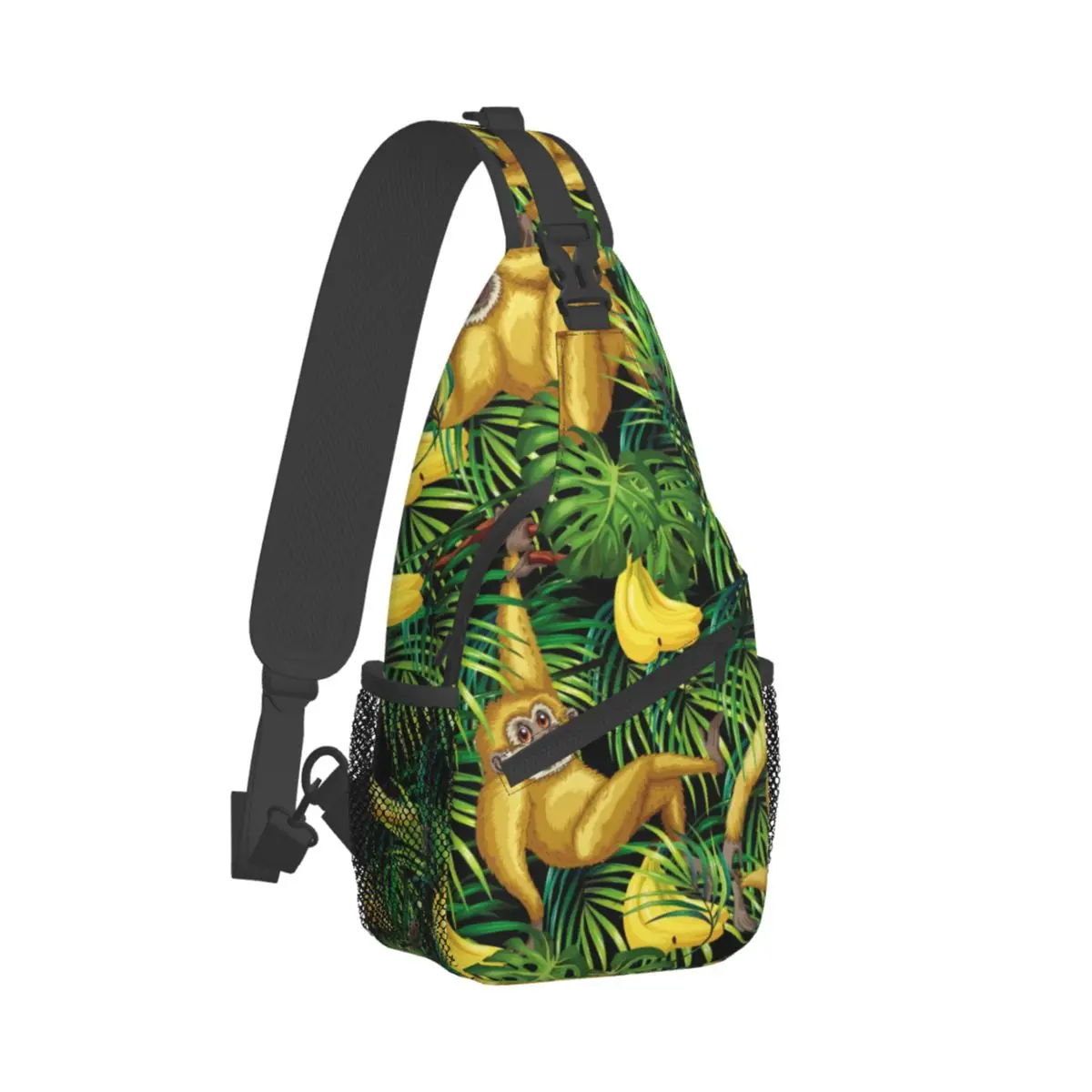

Monkey Print Chest Bags Tropical Banana Jungle Cycling Shoulder Bag Leisure Graphic Design Small Bag Phone Running Sling Bags