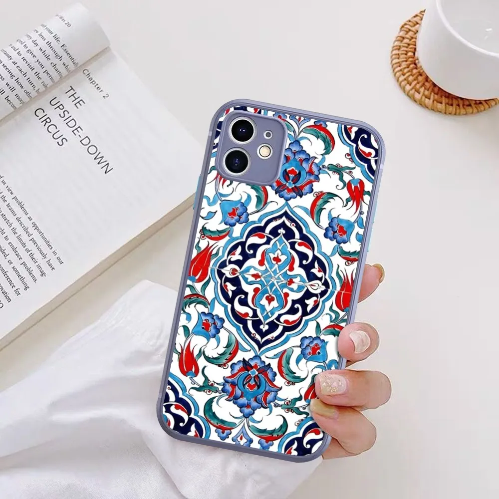 wa dywan kwiatowy wzór etui na telefon do iPhone 14 X XR XS 7 8 Plus 11 12 13 pro MAX mini matowe wstrząsoodporne