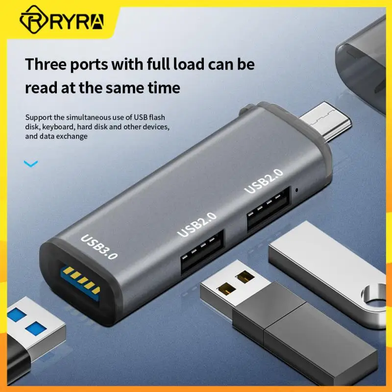 

RYRA Type-c концентратор 3 в 1 Мини Портативный Алюминиевый USB 3,0 концентратор 5 Гбит/с высокоскоростной расширитель 2,0 USB 3,0 концентратор для ПК компьютера ноутбука