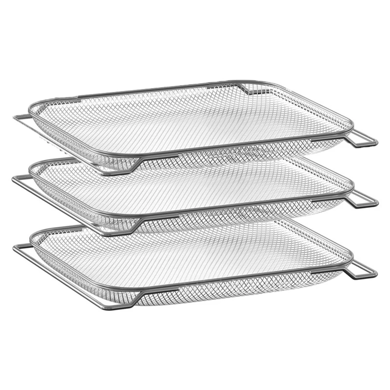 

3 PCS Oven Grill Rack Air Fryer Basket Silver Stainless Steel Kitchen Tool For Breville Smart Oven Air Fryer Pro Net Baskets