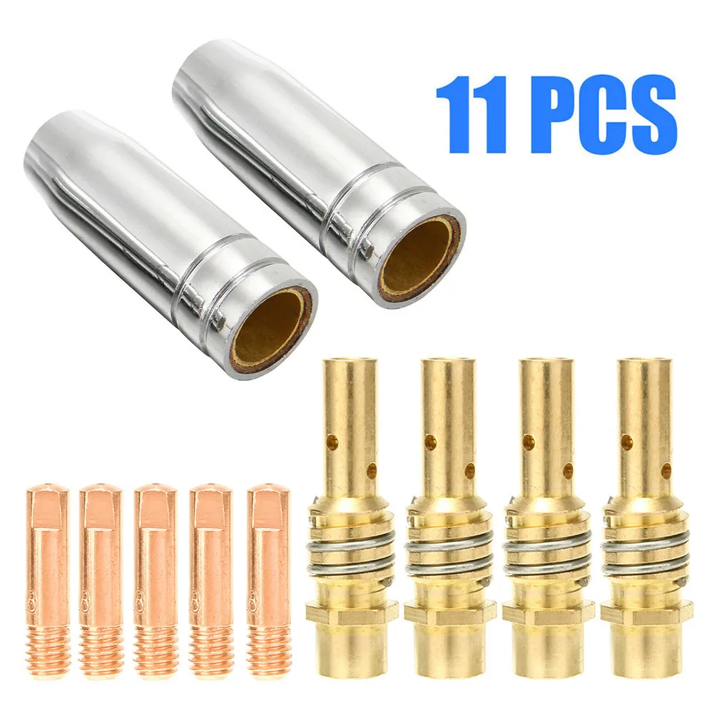 

11Pcs Set Welding Torch 0.8mm 0.030 Nozzle Contact Tip For MIG Welder 15AK MIG/MAG GRIP15 Abimig150 Welding Tool Accessories