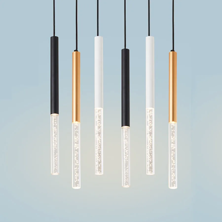

Acrylic Bubbles Long Tube Pendant Light Restaurant Bedroom Bedside Hanging Lamps Kitchen Island Dining Room Pendant Lamps