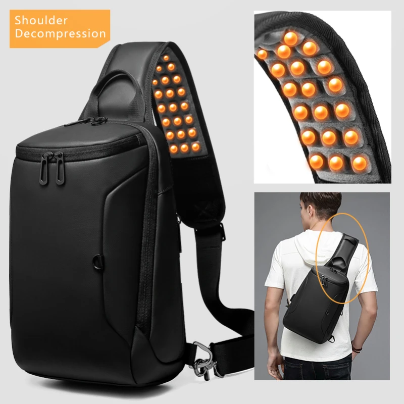 Multifunction Crossbody Chest Bag Men USB Charging Port Messengers Pack Waterproof Sling Shoulder Bags For Male Bolsas Masculina