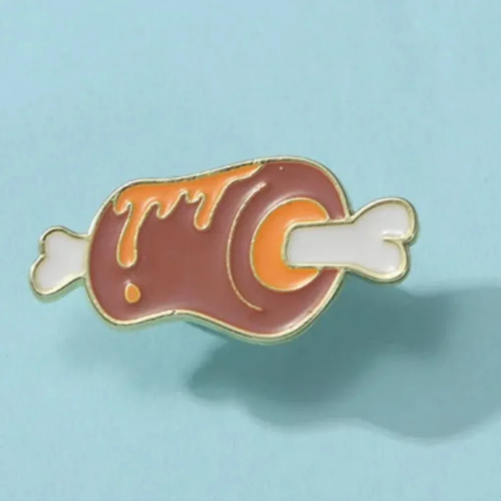 Мультяшная милая брошь в виде еды барбекю рулет мяса эмалированный значок сумка