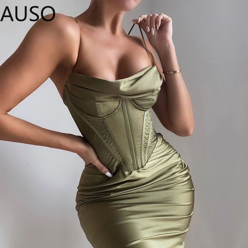

High Quality Satin Bodycon Dress Women Party Dress 2021 New Double Layer House of Cb Bodycon Dress Celebrity Evening Club Dress