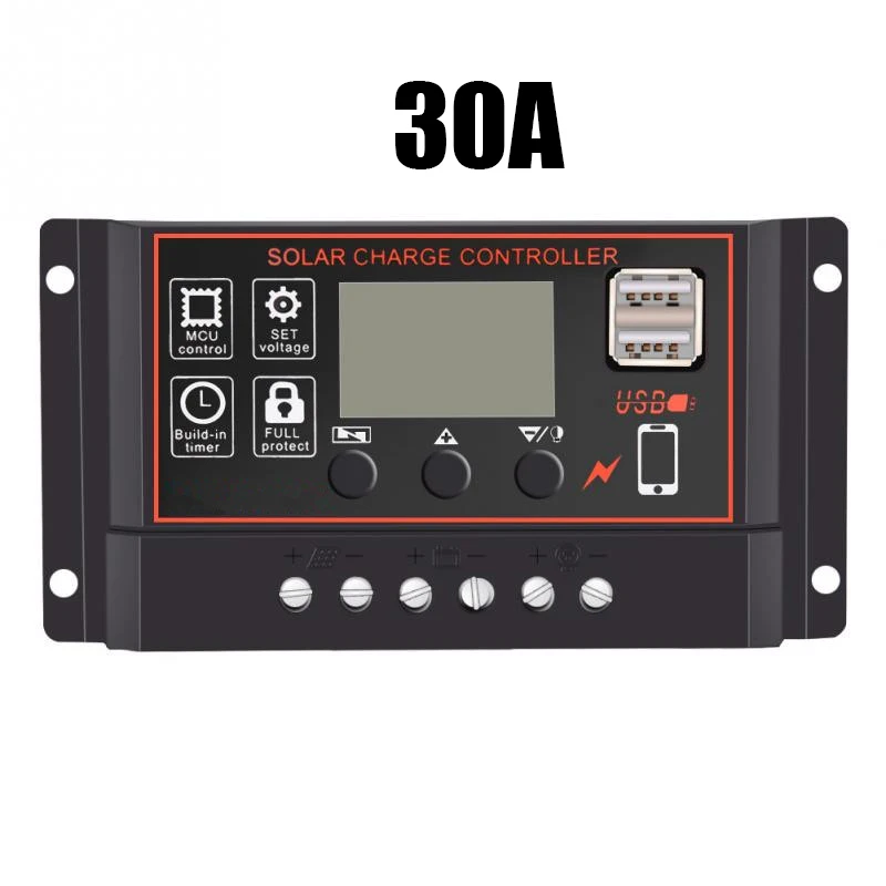 

12V 24V10A LCD display dual MOS PWM control solar charge and discharge controller with USB solar controller