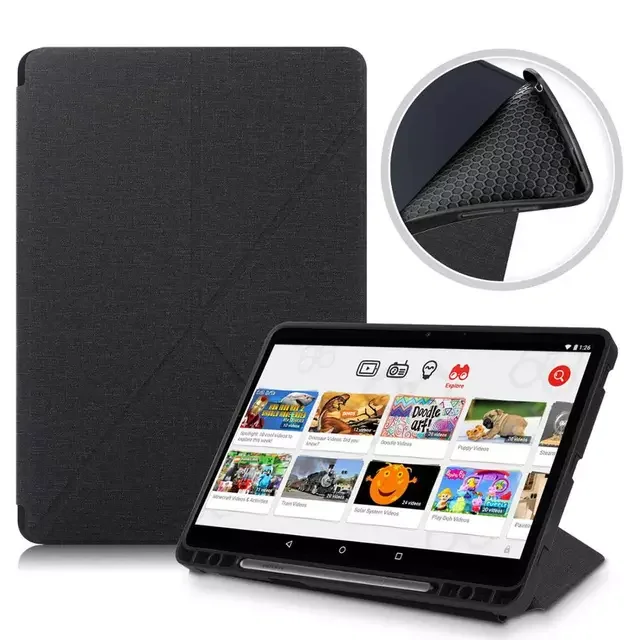 

Hot Sales Galaxy Tab S7 Plus S7 FE 12.4 inch Case Cover with Pencil Holder Multi-Folding Stand Book for Galaxy Tab S8 Plus S8+