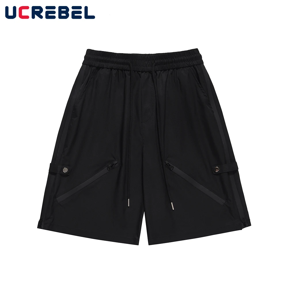 

Шорты мужские повседневные на молнии, простые однотонные свободные до колена, с эластичным поясом, летние